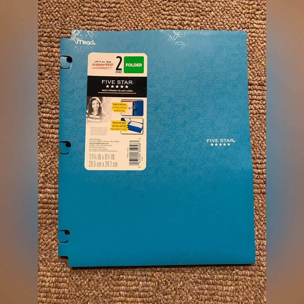 Five Star Aqua Folder with Pockets